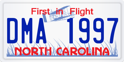 NC license plate DMA1997