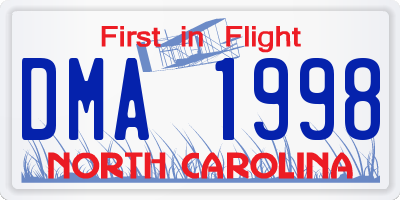 NC license plate DMA1998