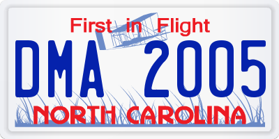 NC license plate DMA2005