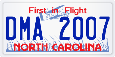 NC license plate DMA2007