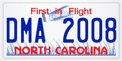 NC license plate DMA2008
