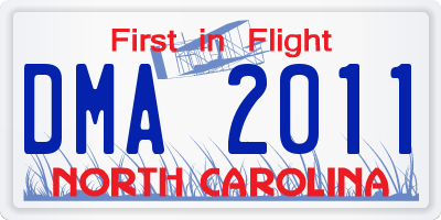 NC license plate DMA2011