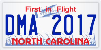 NC license plate DMA2017