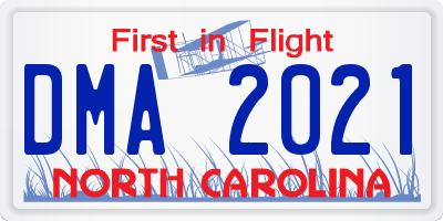 NC license plate DMA2021