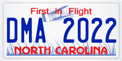 NC license plate DMA2022