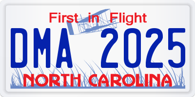 NC license plate DMA2025