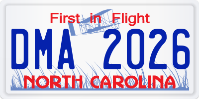 NC license plate DMA2026