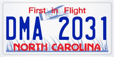 NC license plate DMA2031