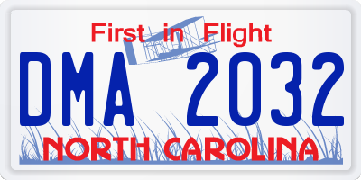 NC license plate DMA2032