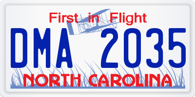NC license plate DMA2035