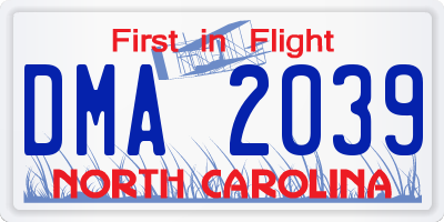 NC license plate DMA2039