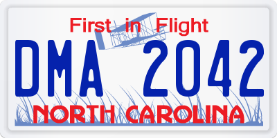 NC license plate DMA2042