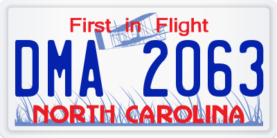 NC license plate DMA2063