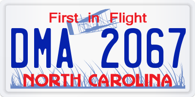NC license plate DMA2067