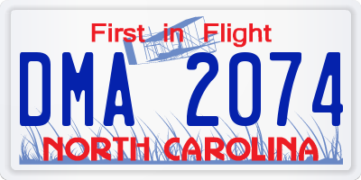 NC license plate DMA2074