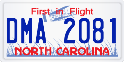 NC license plate DMA2081