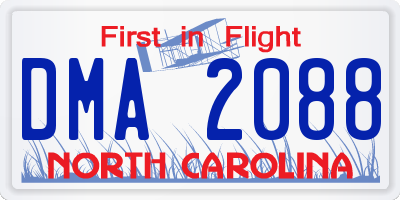 NC license plate DMA2088