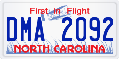 NC license plate DMA2092