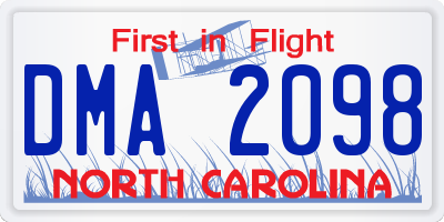 NC license plate DMA2098