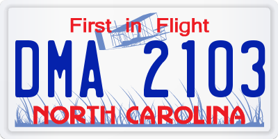 NC license plate DMA2103