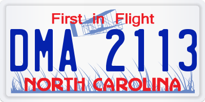 NC license plate DMA2113
