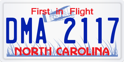 NC license plate DMA2117