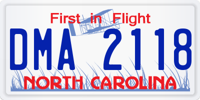 NC license plate DMA2118