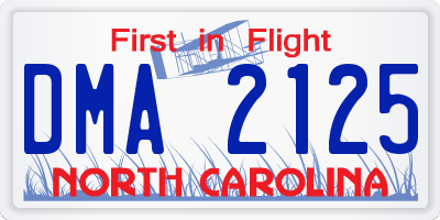 NC license plate DMA2125