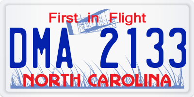 NC license plate DMA2133