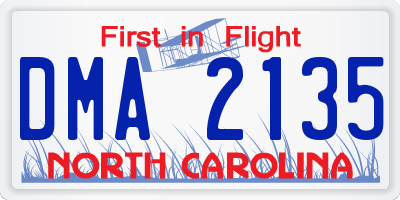 NC license plate DMA2135