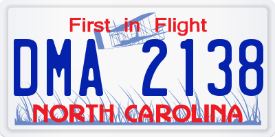 NC license plate DMA2138
