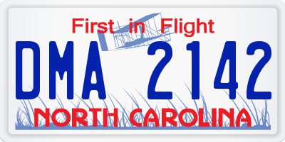 NC license plate DMA2142