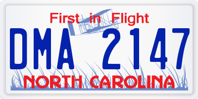 NC license plate DMA2147