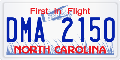 NC license plate DMA2150