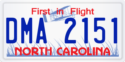 NC license plate DMA2151