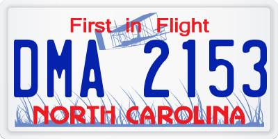 NC license plate DMA2153