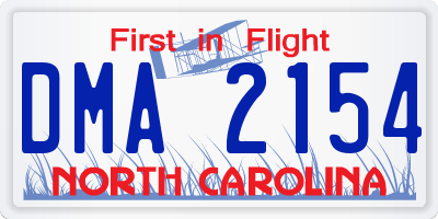 NC license plate DMA2154