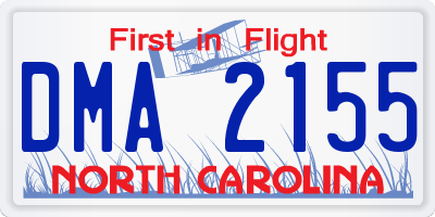 NC license plate DMA2155