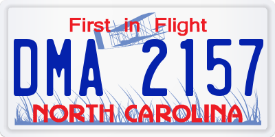 NC license plate DMA2157