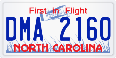 NC license plate DMA2160