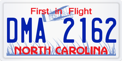 NC license plate DMA2162