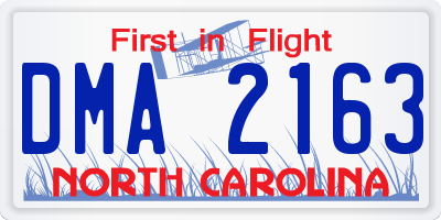 NC license plate DMA2163