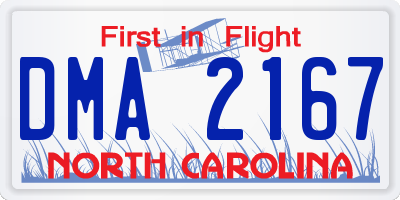 NC license plate DMA2167