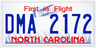 NC license plate DMA2172