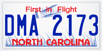 NC license plate DMA2173