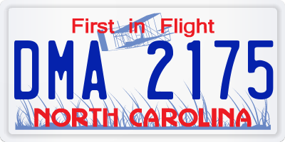 NC license plate DMA2175
