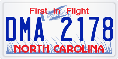 NC license plate DMA2178