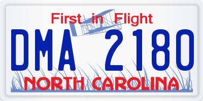 NC license plate DMA2180