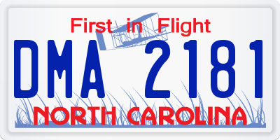 NC license plate DMA2181
