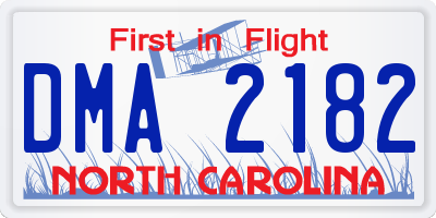 NC license plate DMA2182